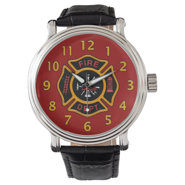 Reloj De Pulsera Insignia roja del Departamento de Bomberos (Anverso)