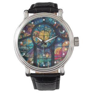 Reloj De Pulsera Inspección de arte de vidrio con manchas celestial