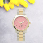Reloj De Pulsera Inspección de caracteres de guiones de Petal Rosa<br><div class="desc">Presentamos nuestro Rosa Petal Script Charm Watch en Rubor Pink, una mezcla perfecta de elegancia e individualidad. Este exquisito reloj muestra un elegante tipo de letra de guión, con tu primer nombre inicial y completo para un toque de encanto personal. Fabricado meticulosamente con materiales de primer nivel, este reloj no...</div>
