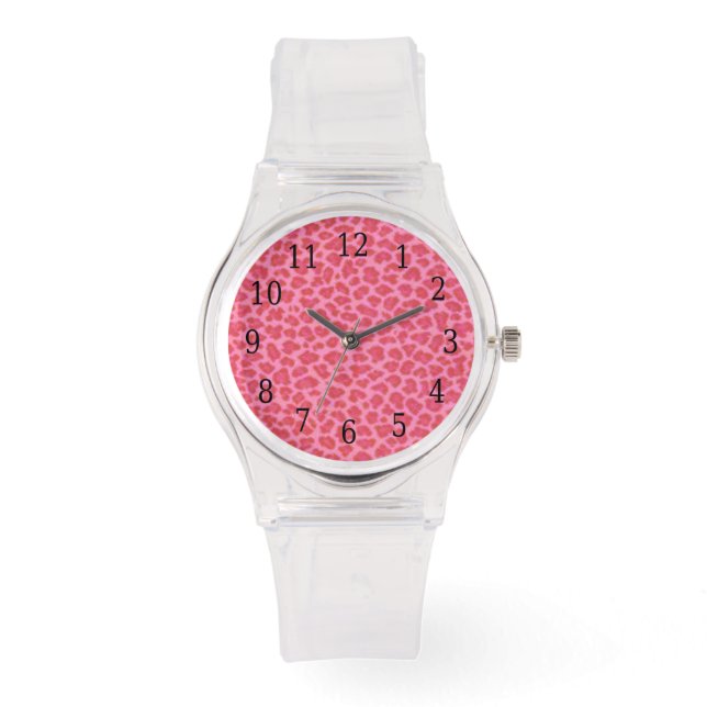 Reloj De Pulsera Inspección de impresión de leopardo rosa (Anverso)