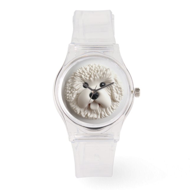 Reloj De Pulsera Inspirado en 3D, el perro de Bichon Frise (Anverso)