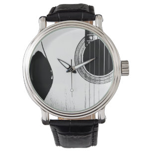 Reloj De Pulsera Instrumento musical Guitarra acústica blanco negro