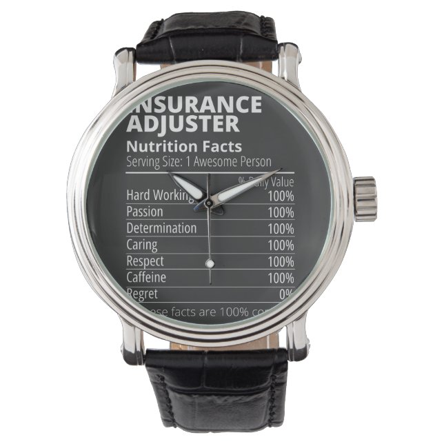 Reloj De Pulsera Insurance Adjuster Nutrition Facts Funny (Anverso)