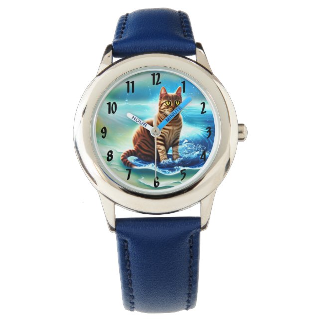 Reloj De Pulsera Inteligencia artificial gato animal en el agua (Anverso)