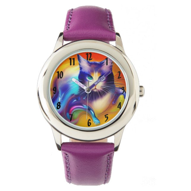 Reloj De Pulsera Inteligencia artificial: gato animal sentado (Anverso)