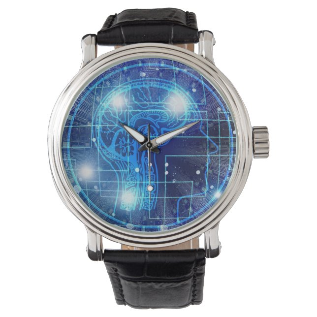 Reloj De Pulsera Inteligencia Artificial Surreal AI Tech Brain (Anverso)