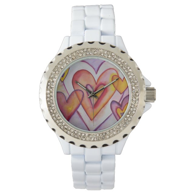 Reloj De Pulsera Interbloqueo de Love Hearts Colorful Personalizado (Anverso)