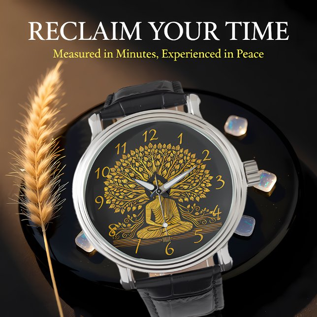 Reloj De Pulsera Intrincado Buda de Oro rodeado de exuberante folla (Subido por el creador)