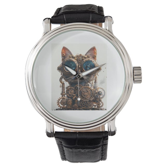 Reloj De Pulsera inventor gato steampunk (Anverso)