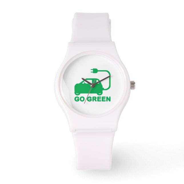Reloj De Pulsera Ir Verde ~ Conducir autos eléctricos (Anverso)