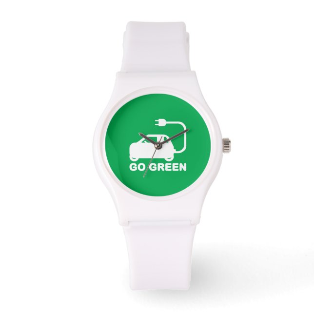 Reloj De Pulsera Ir Verde ~ Conducir autos eléctricos (Anverso)