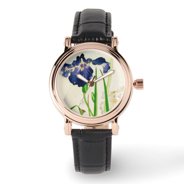 Reloj De Pulsera Iris azul - Impresión de acuarela japonesa (Anverso)