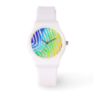 Reloj De Pulsera Iris cebra e impresión blanca