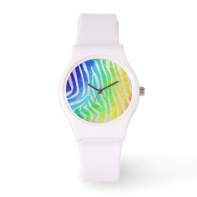 Reloj De Pulsera Iris cebra e impresión blanca (Anverso)