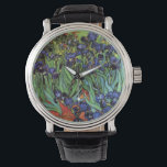 Reloj De Pulsera Irises de Vincent van Gogh, Arte de Jardín Vintage<br><div class="desc">Irises (1889) de Vincent van Gogh es un bello arte vintage post impresionsionismo paisaje floral con un jardín con iris morado barbudo cultivado por amapolas naranjas. Una sola flor blanca de iris está floreciendo al borde. Sobre el artista: Vincent Willem van Gogh (1853-1890) fue uno de los pintores más famosos...</div>
