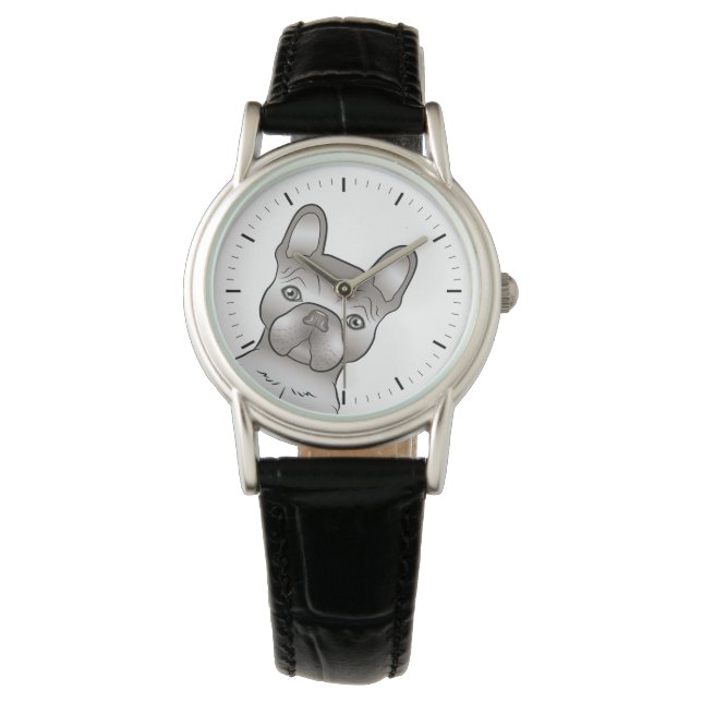 Reloj De Pulsera Isabella Bulldog Francés Frenchie Perro Dibujo Ani (Anverso)