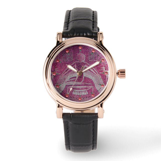 Reloj De Pulsera ISIS, Antiguo Diosa Egipcia Blanco Morado (Anverso)