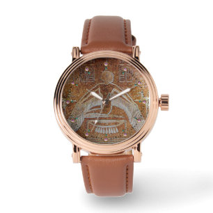 Reloj De Pulsera ISIS,Antiguo Diosa Egipcia Marrón Blanco