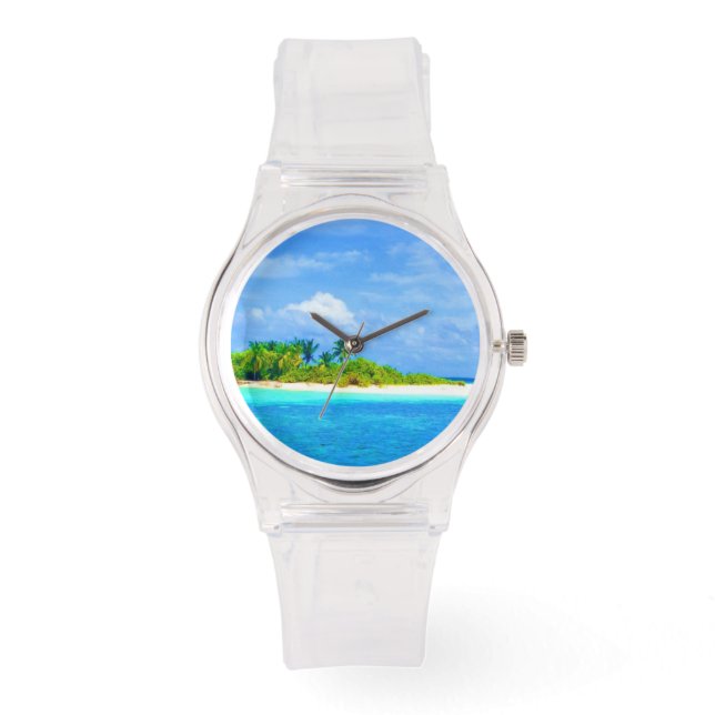 Reloj De Pulsera Isla tropical del cielo azul brillante (Anverso)