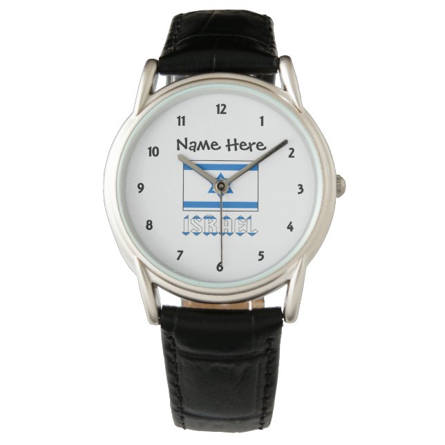 Reloj De Pulsera Israel and Israeli Flag with Your Name (Anverso)