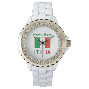 Reloj De Pulsera Italia y Bandera Italiana Personalización Verde