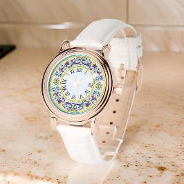 Reloj De Pulsera Italiano Antico Deruta Intricadas Damas Florales A