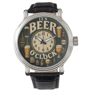 Reloj De Pulsera It's beer o'clock funny decor home bar man cave 
