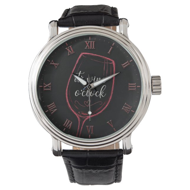 Reloj De Pulsera It's Wine O'Clock Modern Minimalist  (Anverso)