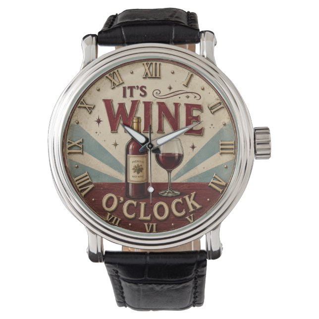 Reloj De Pulsera It's Wine O'Clock Rustic Home Bar  (Anverso)