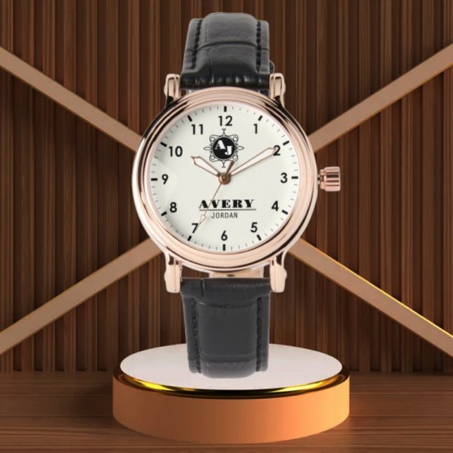 Reloj De Pulsera Ivory White and Gold Personalized Custom Monogram  (Subido por el creador)