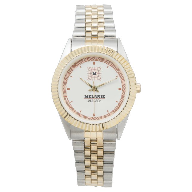 Reloj De Pulsera Ivory with White Geometric Monogram Elegant Gift (Anverso)