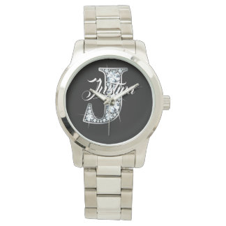 Reloj De Pulsera J Faux Diamond Bling Monogram