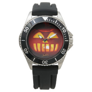 Reloj De Pulsera Jack O'Lantern Funny Lit tallado calabaza Hallowee