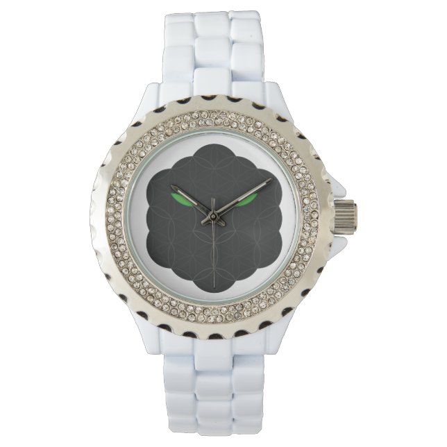 Reloj De Pulsera Jaguar sagrado - Cara de la vida, negro. (Anverso)