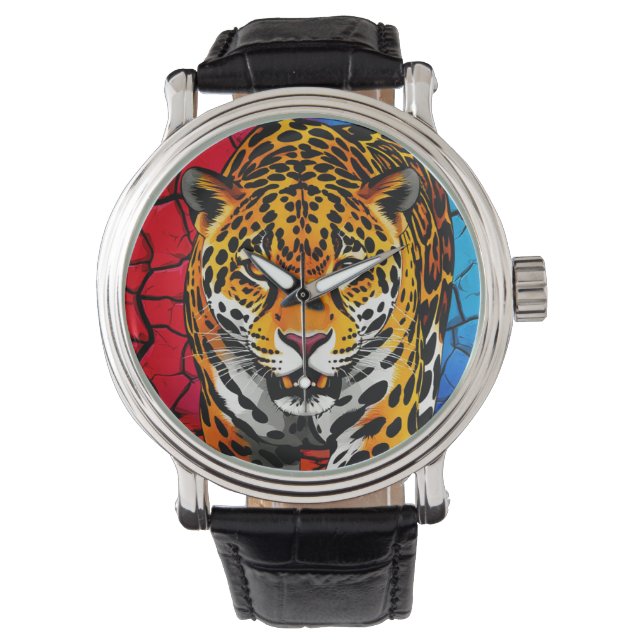 Reloj De Pulsera Jaguar sobre fondo de tierra agrietada (Anverso)