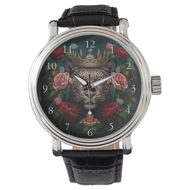 Reloj De Pulsera Jaguar with Crown in Flowers Painting            (Anverso)