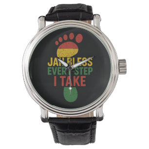 Reloj De Pulsera Jah Bendice Cada Paso que doy Bandera Rastafari Ra