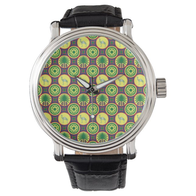 Reloj De Pulsera Jamahiri ® Libya | Africa Pattern  (Anverso)