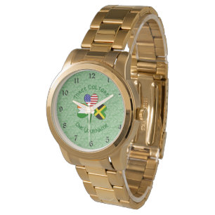 Reloj De Pulsera Jamaicano irlandés USA Banderas Shamrock personali