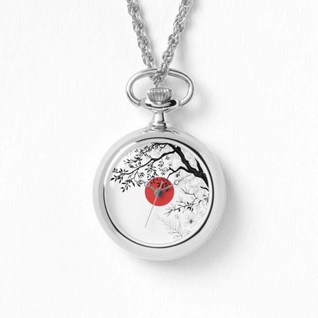 Reloj De Pulsera Japanese Sun & Nature Brush Art (Anverso)