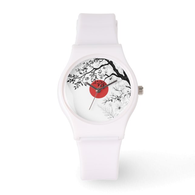 Reloj De Pulsera Japanese Sun & Nature Brush Art (Anverso)