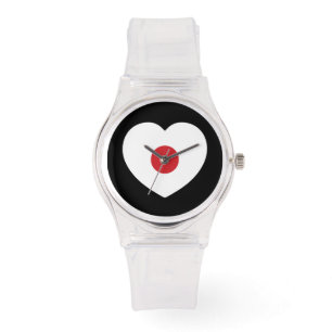Reloj De Pulsera Japón Corazón de la bandera japonesa