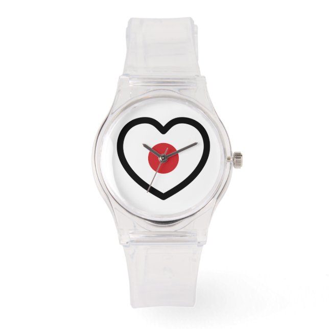 Reloj De Pulsera Japón | Corazón de la bandera japonesa (Anverso)