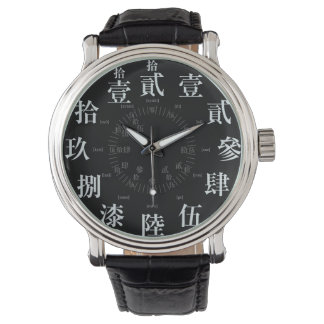 Reloj De Pulsera Japón difícil estilo kanji antiguo [cara negra]