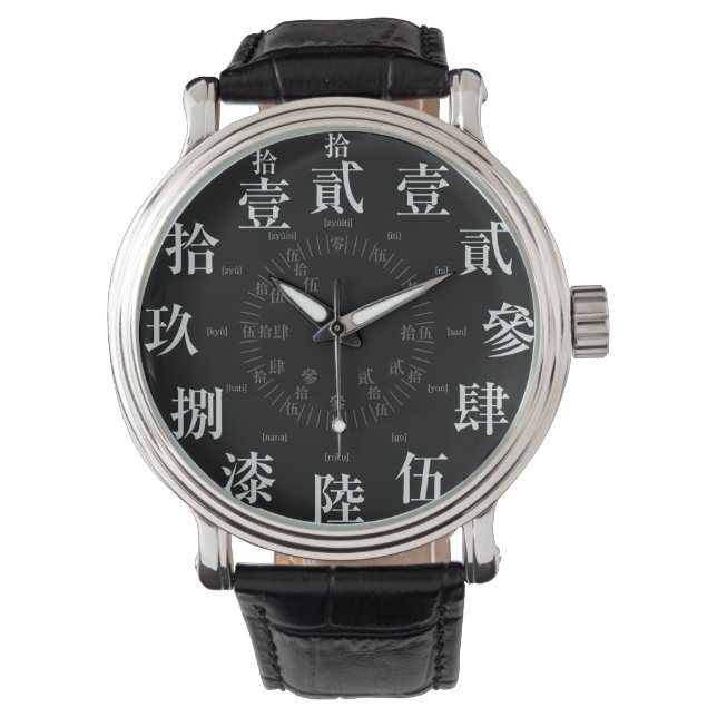Reloj De Pulsera Japón difícil estilo kanji antiguo [cara negra] (Anverso)