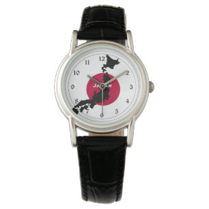 Reloj De Pulsera Japón: Mapa de silueta y bandera