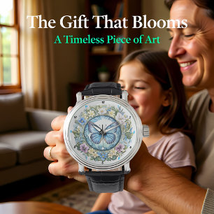 Reloj De Pulsera Jardín de Campo" - Mariposa Azul Floral