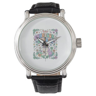 Reloj De Pulsera Jardín de conejunicornios tipografía Kawaii_