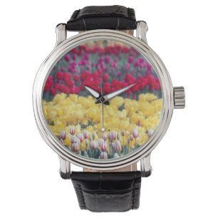 Reloj De Pulsera jardín de exhibición de tulipanes en el valle de S