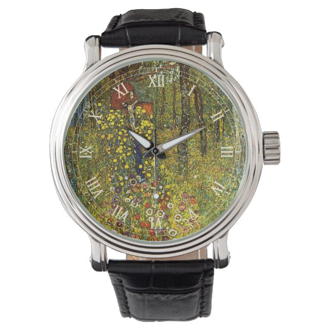 Reloj De Pulsera Jardín de granja con Crucifijo por Gustav Klimt (Anverso)